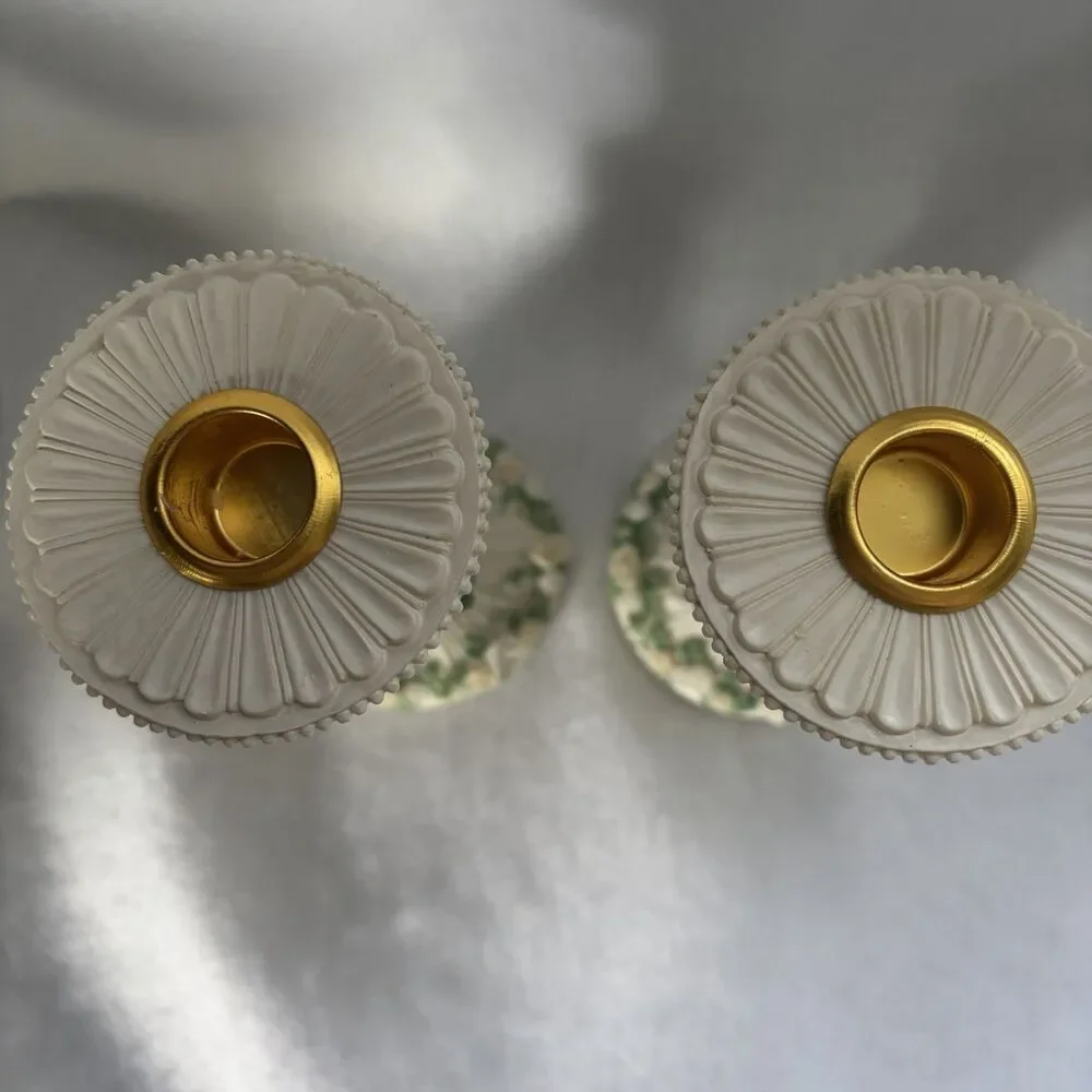 Lillian Rose Candle Holders Floral Rose Garden Hand Painted  Pair